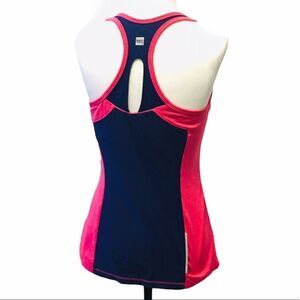 Mountain Equipment CoOp Body fit Pink&Navy Stretch Racerback Workout Tank S